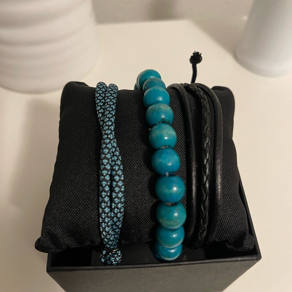 Turquoise and Black Bracelet Set 3 piece
